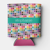 Kleurrijke Confetti Roze kalk Groene Aangepaste Na Blikjeskoeler (Voorkant)