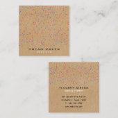 Kleurrijke Confetti Rustieke Kraft Vierkante Visitekaartje (Voorkant / Achterkant)