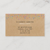 Kleurrijke Confetti Ruw Kraft Visitekaartje (Achterkant)