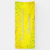 Kleurrijke Confetti Script Gefeliciteerd Geel Spandoek (Verticaal)
