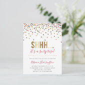 Kleurrijke Confetti Shhh... Het is een verrassings Uitnodiging Briefkaart (Staand voorkant)