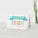 Kleurrijke Confetti Sister Verjaardag Kaart<br><div class="desc">Verjaardagskaart voor zusje met kleurrijke confetti,  handgeletterde stijl retro tekst en  banner in helderblauw,  sinaasappel,  geel,  groen en hete roze.</div>