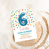 Kleurrijke Confetti Six Balloon 6th Birthday Boy Kaart