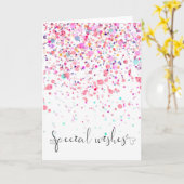 Kleurrijke Confetti speciale wensen roze verjaarda Kaart (Gele Bloem)