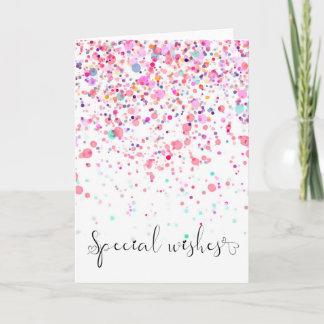 Kleurrijke Confetti speciale wensen roze verjaarda Kaart