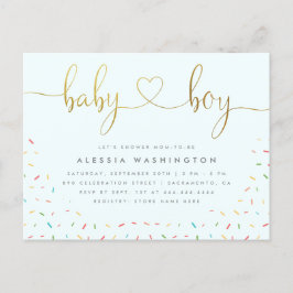 Kleurrijke Confetti Sprinkle Gold Boy Baby shower Uitnodiging Briefkaart