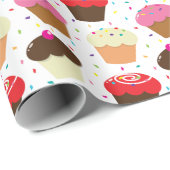 Kleurrijke Confetti & Sprinkles Cupcakes Cadeaupapier (Rol Hoek)
