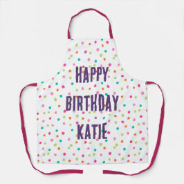 Kleurrijke confetti sprinkles polka stit regenboog schort