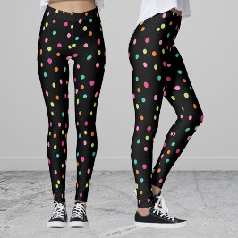 Kleurrijke confetti sproinkles polka stipregenboog leggings