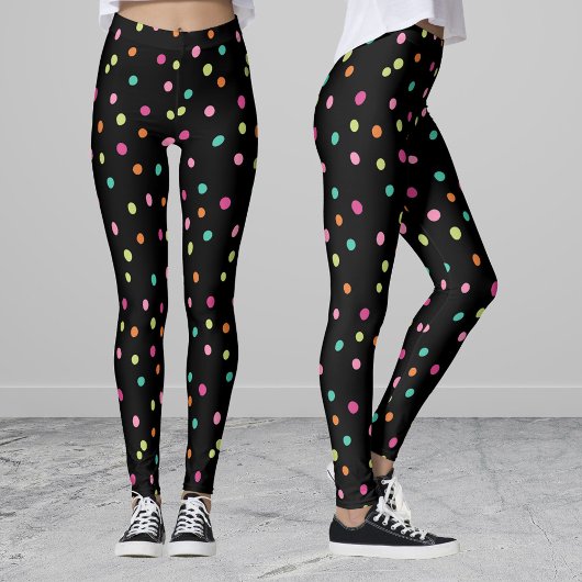 Kleurrijke confetti sproinkles polka stipregenboog leggings