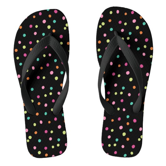 Kleurrijke confetti sproinkles polka stipregenboog teenslippers (Voetbed)