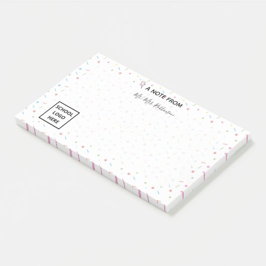 Kleurrijke Confetti Stars en Chocolate Rain Teache Post-it® Notes (Schuin)