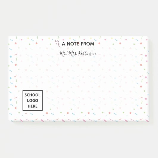 Kleurrijke Confetti Stars en Chocolate Rain Teache Post-it® Notes (Voorkant)