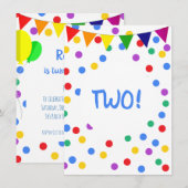 Kleurrijke Confetti Stippen 2e verjaardagsfeestje  Kaart (Voorkant / Achterkant)