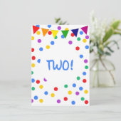 Kleurrijke Confetti Stippen 2e verjaardagsfeestje  Kaart (Staand voorkant)