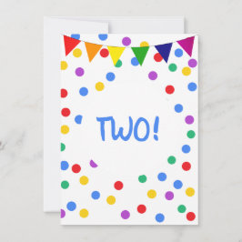 Kleurrijke Confetti Stippen 2e verjaardagsfeestje  Kaart