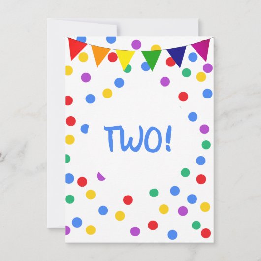 Kleurrijke Confetti Stippen 2e verjaardagsfeestje  Kaart (Voorkant)
