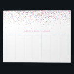 Kleurrijke Confetti Stippen Aangepaste weekplannin Notitieblok<br><div class="desc">Kleurrijke Confetti Stippen Aangepaste weekplanning | Plan uw week met deze moderne wekelijkse planner. Het bevat roze,  paarse en blauwe confetti stippen. Deze feestelijke weekplanner zal perfect zijn als cadeau. Personaliseer u door uw eigen gegevens toe te voegen.</div>