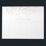 Kleurrijke Confetti Stippen Aangepaste weekplannin Notitieblok<br><div class="desc">Kleurrijke Confetti Stippen Aangepaste weekplanning | Plan uw week met deze moderne wekelijkse planner. Het bevat roze,  paarse en blauwe confetti stippen. Deze feestelijke weekplanner zal perfect zijn als cadeau. Personaliseer u door uw eigen gegevens toe te voegen.</div>