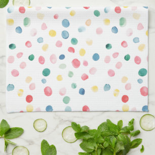 Kleurrijke Confetti Stippen Blauw Rood Geel Groen Theedoek