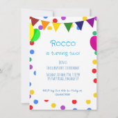 Kleurrijke Confetti Stippen en ballonnen 2e verjaa Kaart (Achterkant)