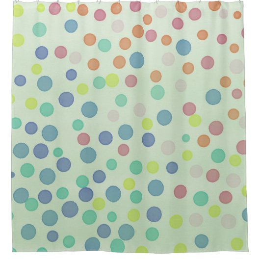 Kleurrijke confetti stippen op mintgroen douchegordijn (Voorkant)