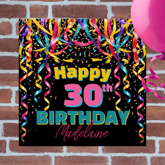 Kleurrijke Confetti Streamers 30ste verjaardagsfee Perfect Poster