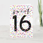 Kleurrijke Confetti Sweet 16 Kaart (Voorkant)