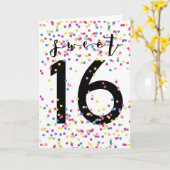 Kleurrijke Confetti Sweet 16 Kaart (Gele Bloem)