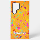 Kleurrijke Confetti toss over Oranje persoonlijk Samsung Galaxy Hoesje (Achterkant)