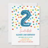 Kleurrijke Confetti Twee Ballon 2e Verjaardag Jong Kaart (Voorkant)