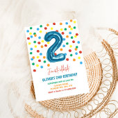 Kleurrijke Confetti Twee Ballon 2e Verjaardag Jong Kaart
