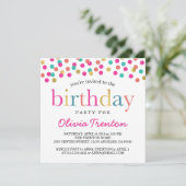 Kleurrijke Confetti verjaardagsfeestuitnodigingen Kaart (Staand voorkant)