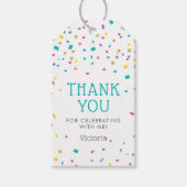 Kleurrijke Confetti verjaardagsviering dank u Cadeaulabel (Voorkant)