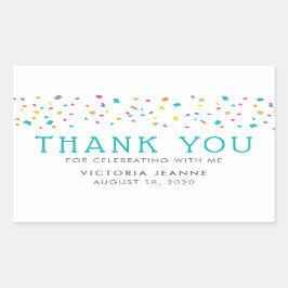Kleurrijke Confetti verjaardagsviering dank u Rechthoekige Sticker