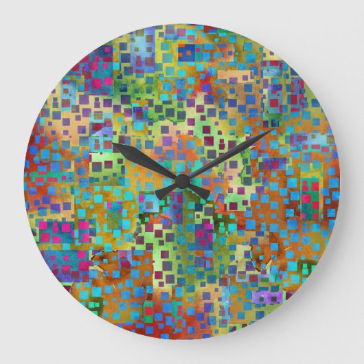 Kleurrijke Confettien, Multicolored Abstracte Grote Klok (Voorkant)