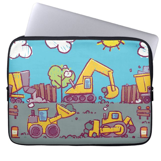 Kleurrijke constructie Voertuigen Laptop Mouw Sleeve (Voorkant)
