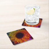 kleurrijke contemporeuze grote gele zonnebloem kartonnen onderzetters (Insitu)