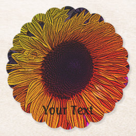 kleurrijke contemporeuze grote gele zonnebloem kartonnen onderzetters