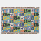 Kleurrijke Cool Cats in Quilt-achtige vierkanten Deken (Voorkant)