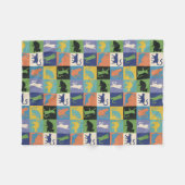 Kleurrijke Cool Cats in Quilt-achtige vierkanten Fleece Deken (Voorkant (Horizontaal))