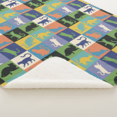 Kleurrijke Cool Cats in Quilt-achtige vierkanten Sherpa Deken (3/4)