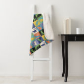 Kleurrijke Cool Cats in Quilt-achtige vierkanten Sherpa Deken (In situ)