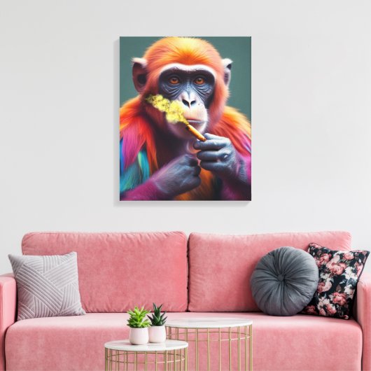 Kleurrijke Cool Dude Monkey Canvas Afdruk (Insitu (Woonkamer))