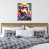 Kleurrijke Cool Dude Monkey Canvas Afdruk (Insitu (Slaapkamer))