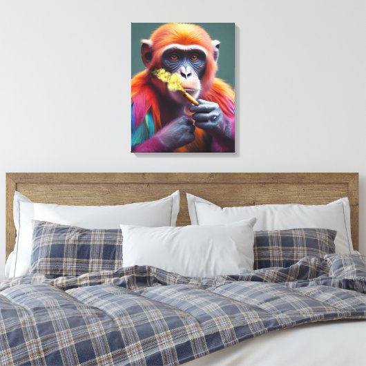 Kleurrijke Cool Dude Monkey Canvas Afdruk (Insitu (Slaapkamer))