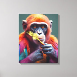 Kleurrijke Cool Dude Monkey Canvas Afdruk