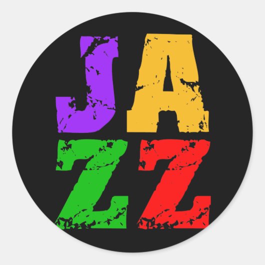Kleurrijke coole jazz ronde sticker (Voorkant)