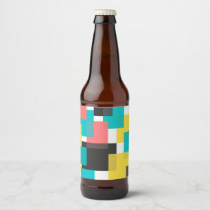 Kleurrijke, coole, trendy, geometrische vormkunst bier etiket
