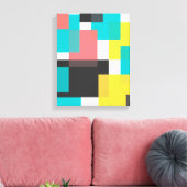 Kleurrijke, coole, trendy, geometrische vormkunst canvas afdruk (Insitu (Woonkamer))